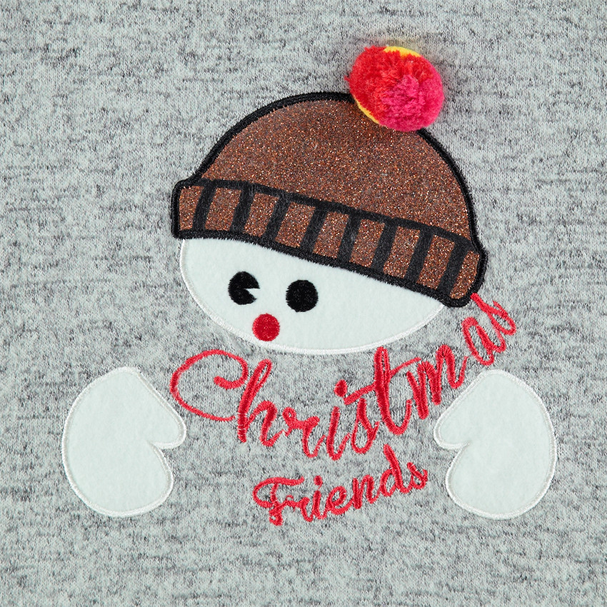 Χριστουγεννιάτικη μακρυμάνικη μπλούζα με κεντημένο χιονάνθρωπο 