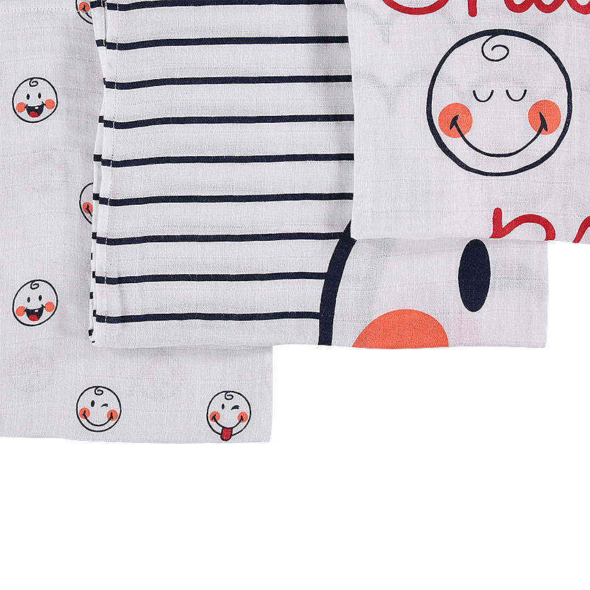 Set de 3 langes en tétra motif Smiley 