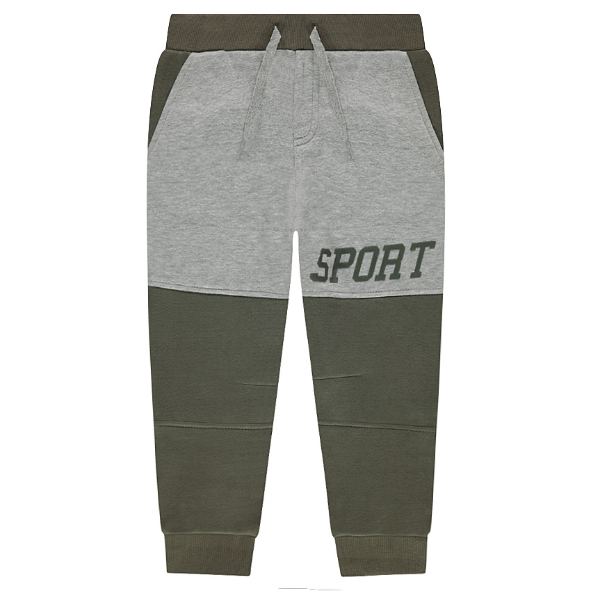 Δίχρωμο παντελόνι φόρμας από φανέλα με τυπωμένο κείμενο  