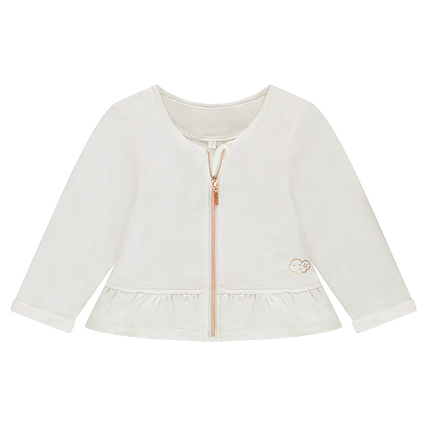 Φανελένια ζακέτα με βολάν στη βάση και στάμπα συννεφάκι 