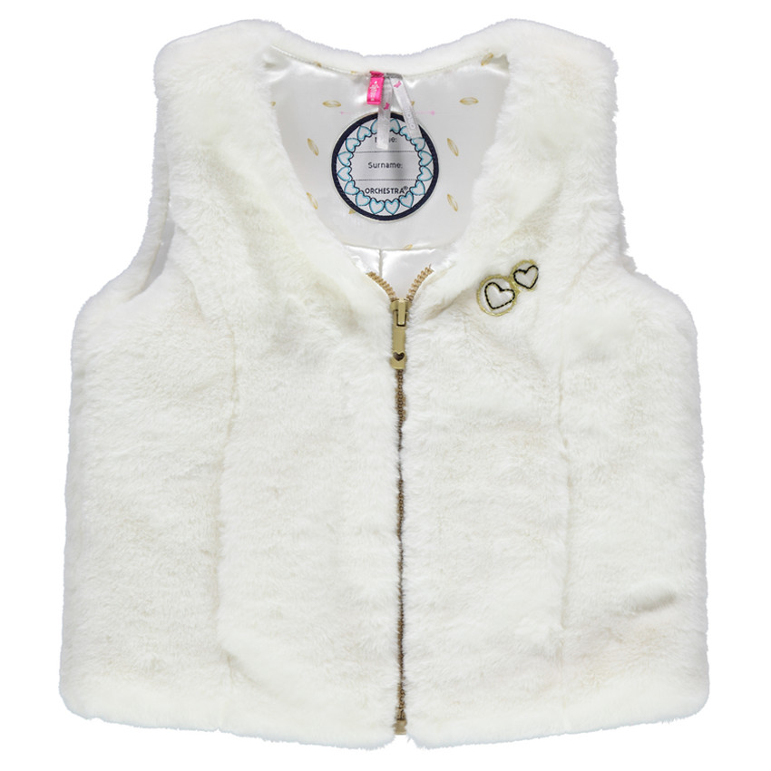 Αμάνικη ζακέτα από sherpa με μπαλώματα καρδούλες 