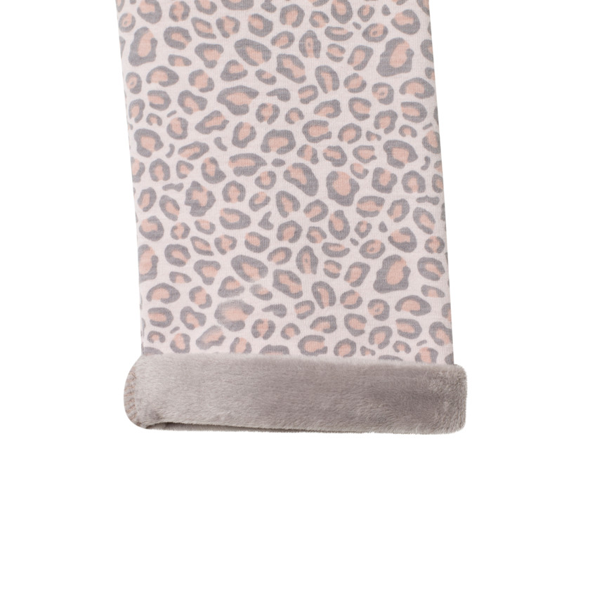 Pantalon de jogging imprimé léopard all-over à revers en sherpa 