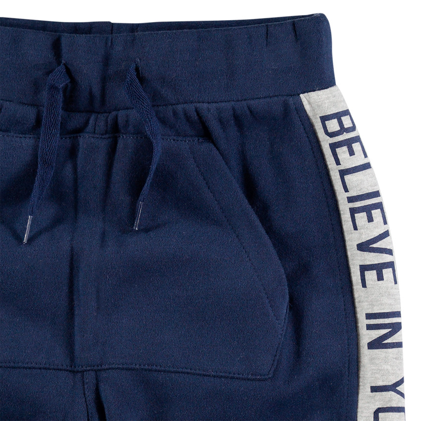 Παντελόνι φόρμας από φανέλα με λωρίδες σε αντίθεση και τσέπη καγκουρό 