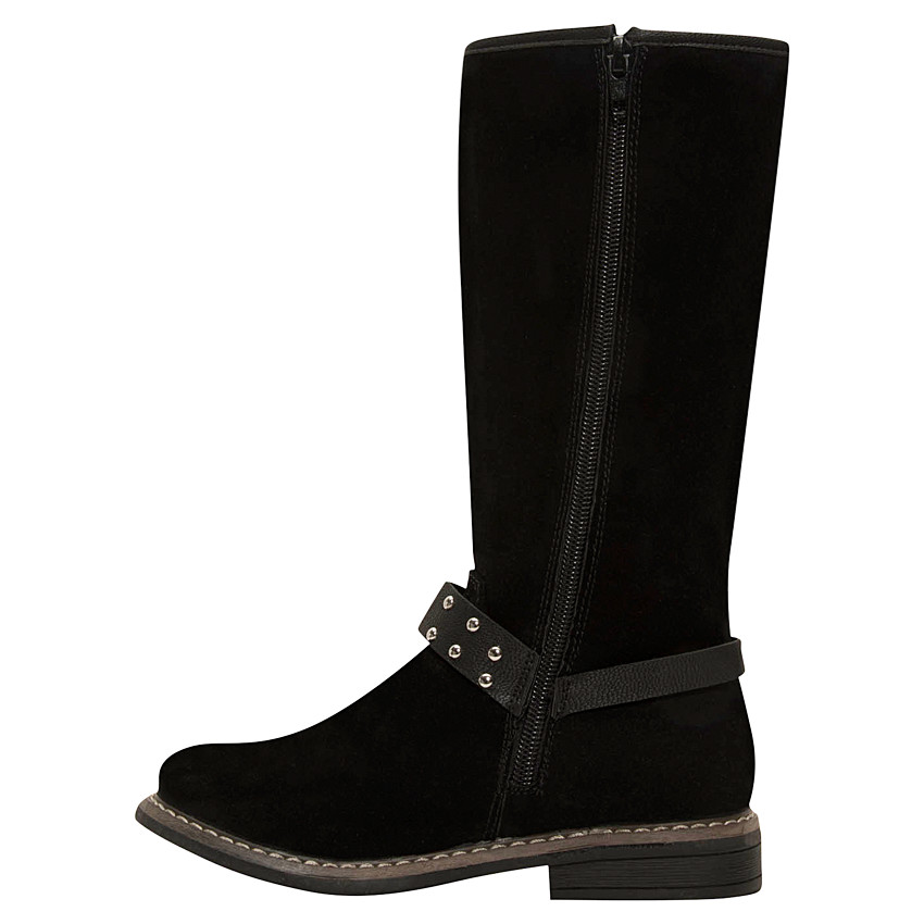 Μπότες ιππασίας από σουέτ δερματίνη και λουράκι με καρφάκια 