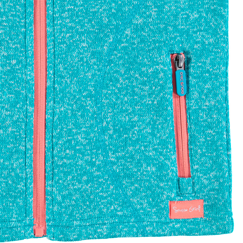 Φλις ζακέτα του σκι με μελανζέ όψη και αφαιρούμενη κουκούλα 