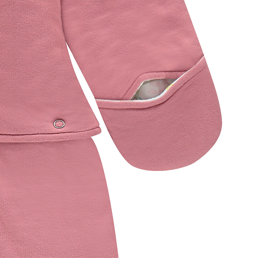 Φανελένιο φορμάκι εξόδου-υπνόσακος με κεντημένο λαγουδάκι 