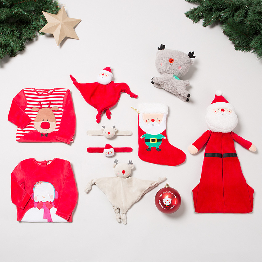 Πανάκι παρηγοριάς βελουτέ με βελουτέ κουδουνίστρα με τον Άγιο Βασίλη 