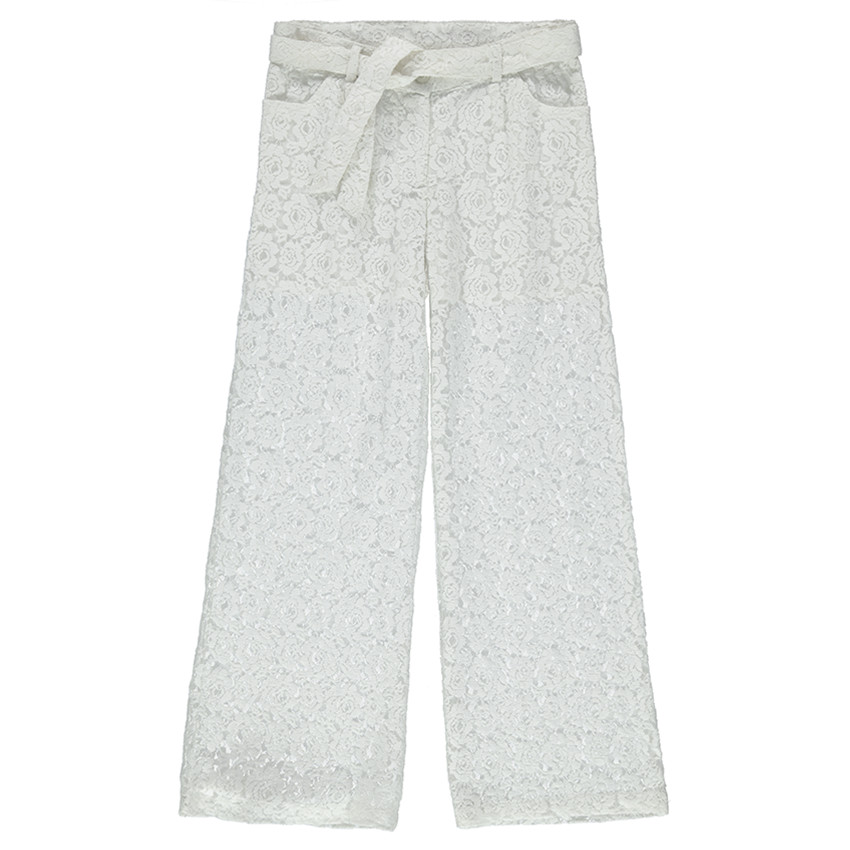Παιδικά - Φαρδύ παντελόνι από δαντέλα με φλοράλ σχέδιο 