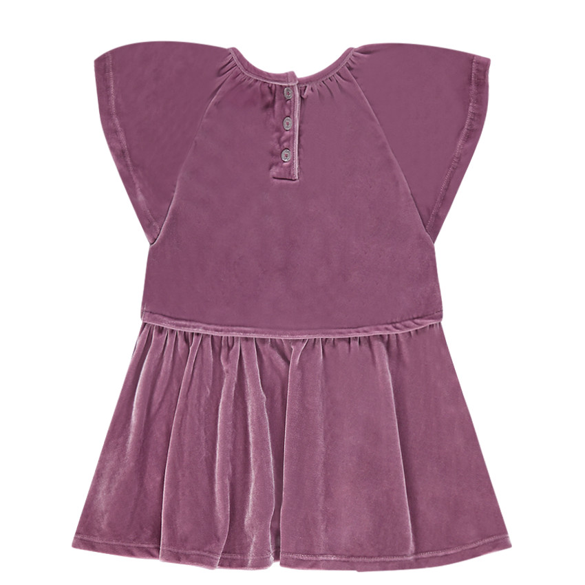 Κοντομάνικο φόρεμα από βελούδο με κεντημένη πεταλούδα 