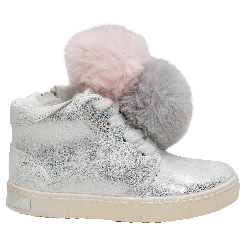 Ασημί μποράκια με φουντάκια από sherpa  