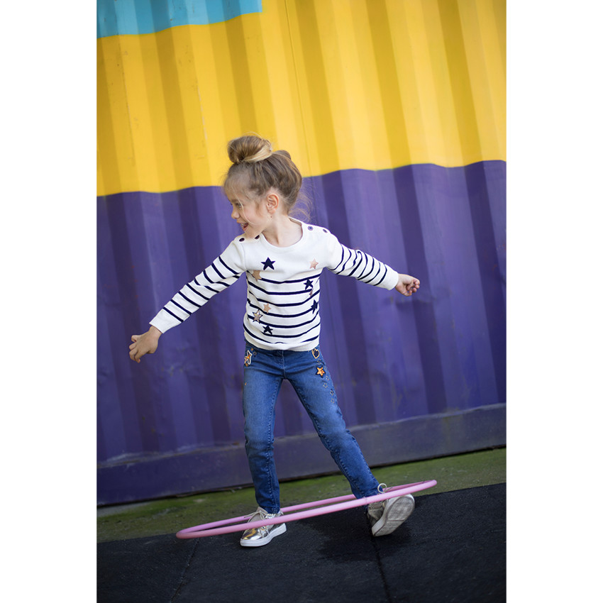 Πλεκτό πουλόβερ σε στυλ μαρινιέρας με ζακάρ μεταλλιζέ αστέρια 