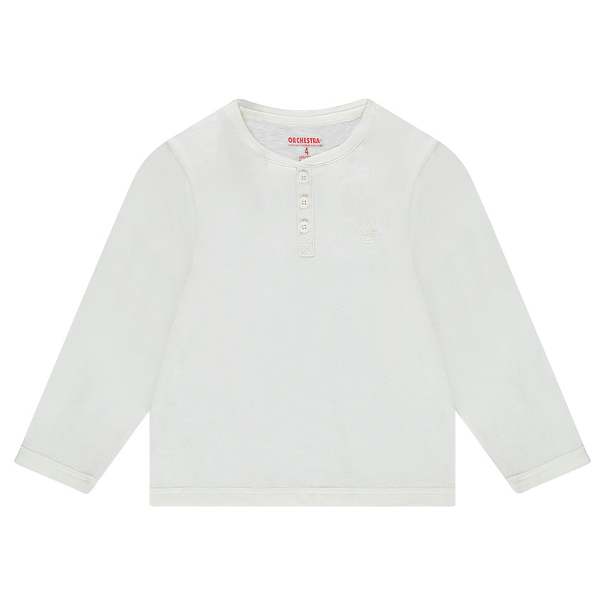 Παιδικά - Μονόχρωμη μακρυμάνικη μπλούζα ζέρσεϊ με άνοιγμα στη λαιμόκοψη 