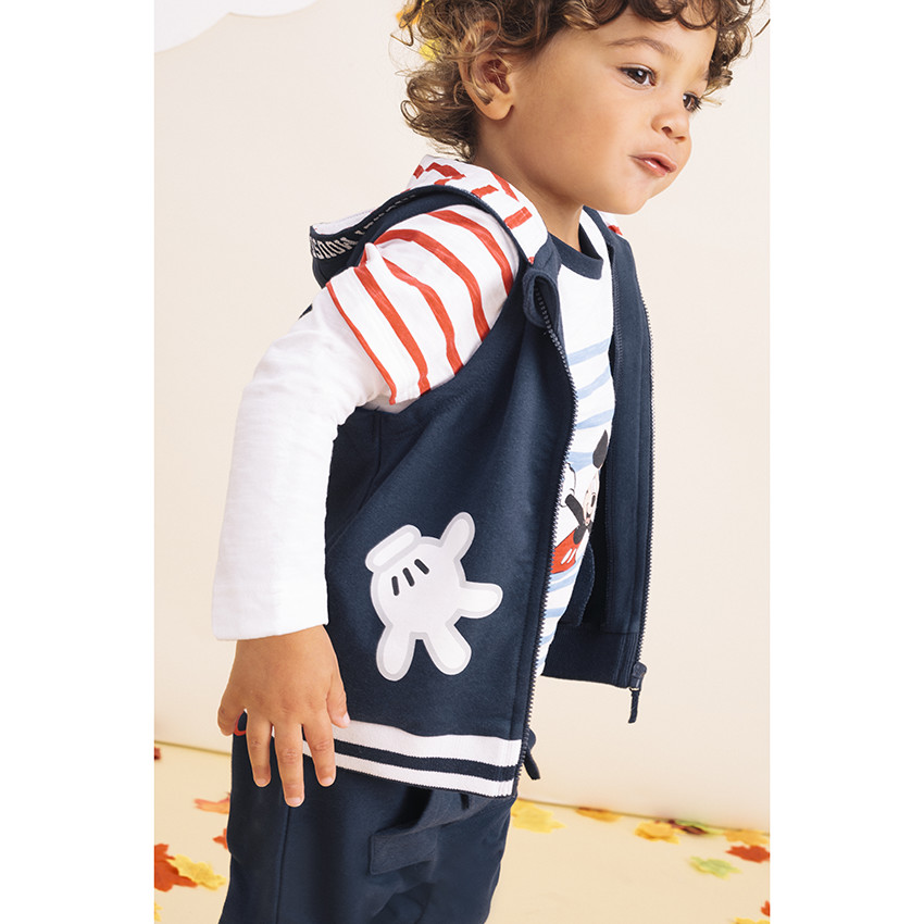 Jogging 3 pièces avec t-shirt rayé print Mickey Disney 