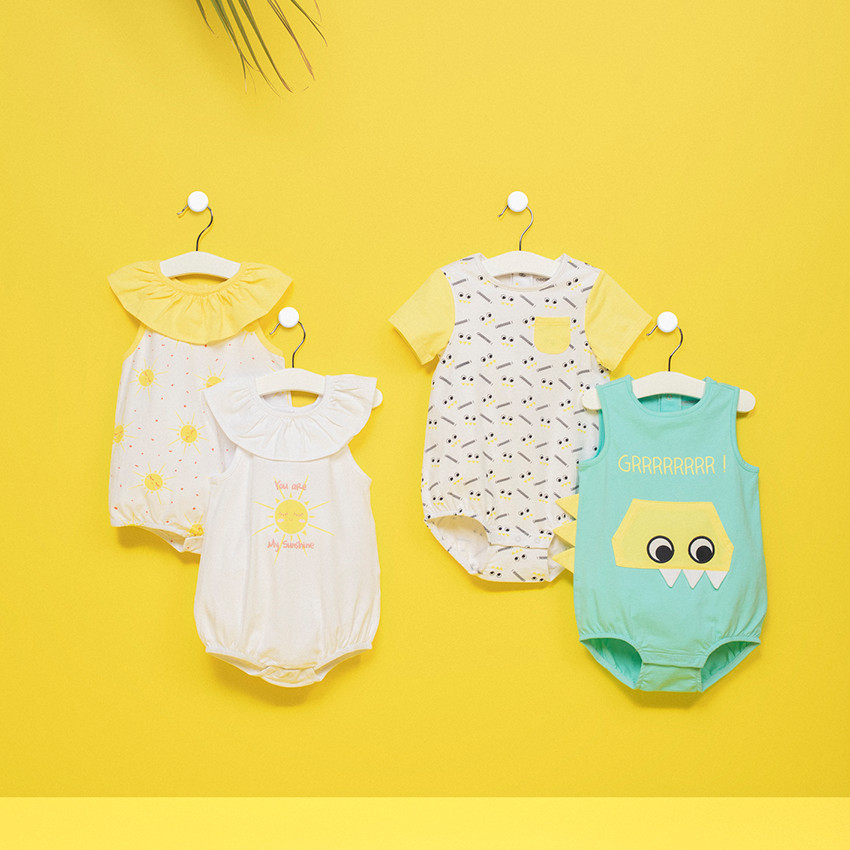 Σετ 2 ολόσωμα κοντά φορμάκια με μοτίβο τερατάκια 