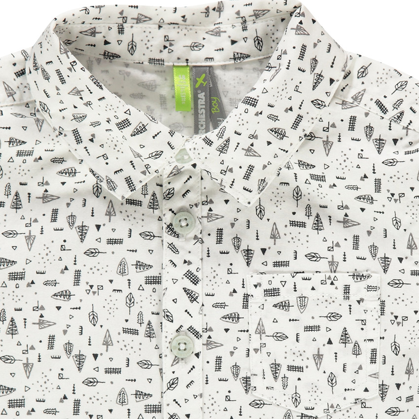 Μακρυμάνικο βαμβακερό πουκάμισο με εμπριμέ μοτίβο 