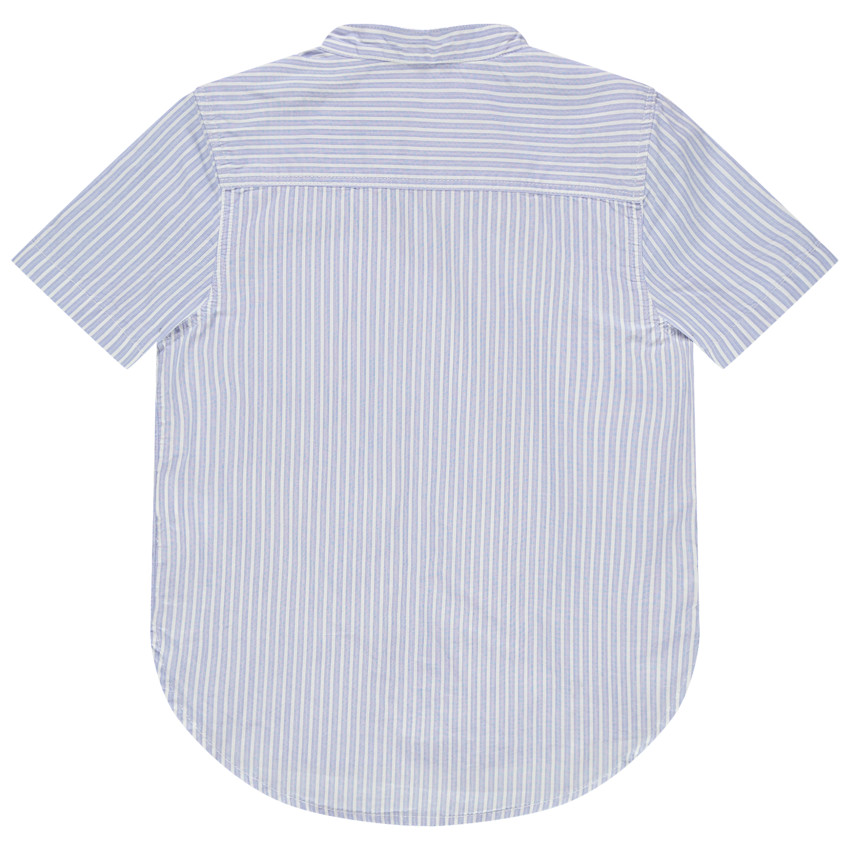 Κοντομάνικο πουκάμισο με λεπτές ρίγες και γιακά μάο 