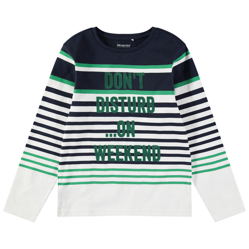 Παιδικά - Μαρινιέρα με πράσινες ρίγες και γράμματα από βελούδο 