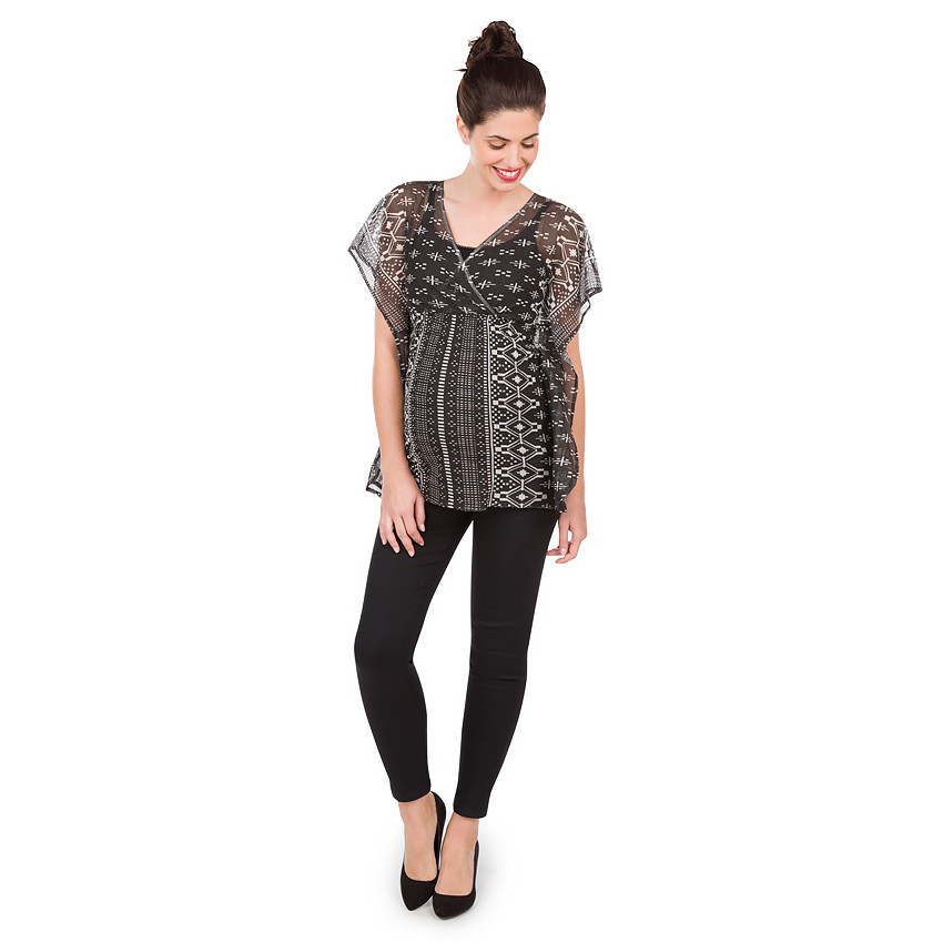 Top de grossesse en gaze motif ethnique 