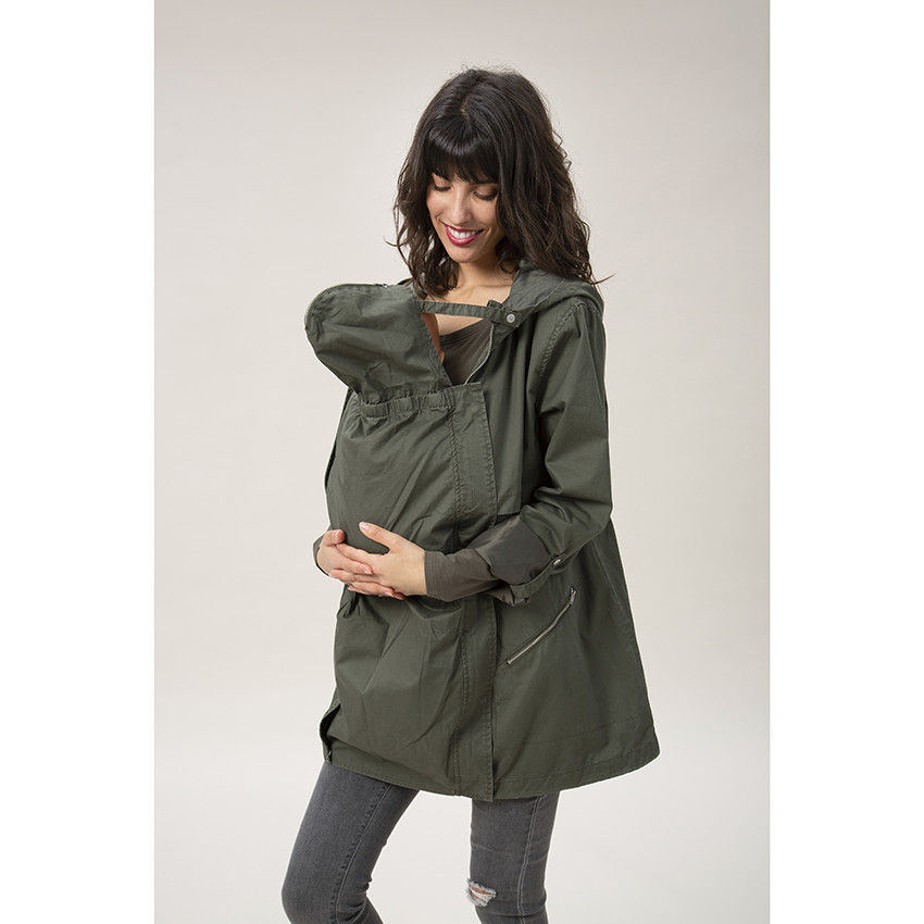 Μπουφάν εγκυμοσύνης με ενσωματωμένη θήκη και κουκούλα για το μωρό 