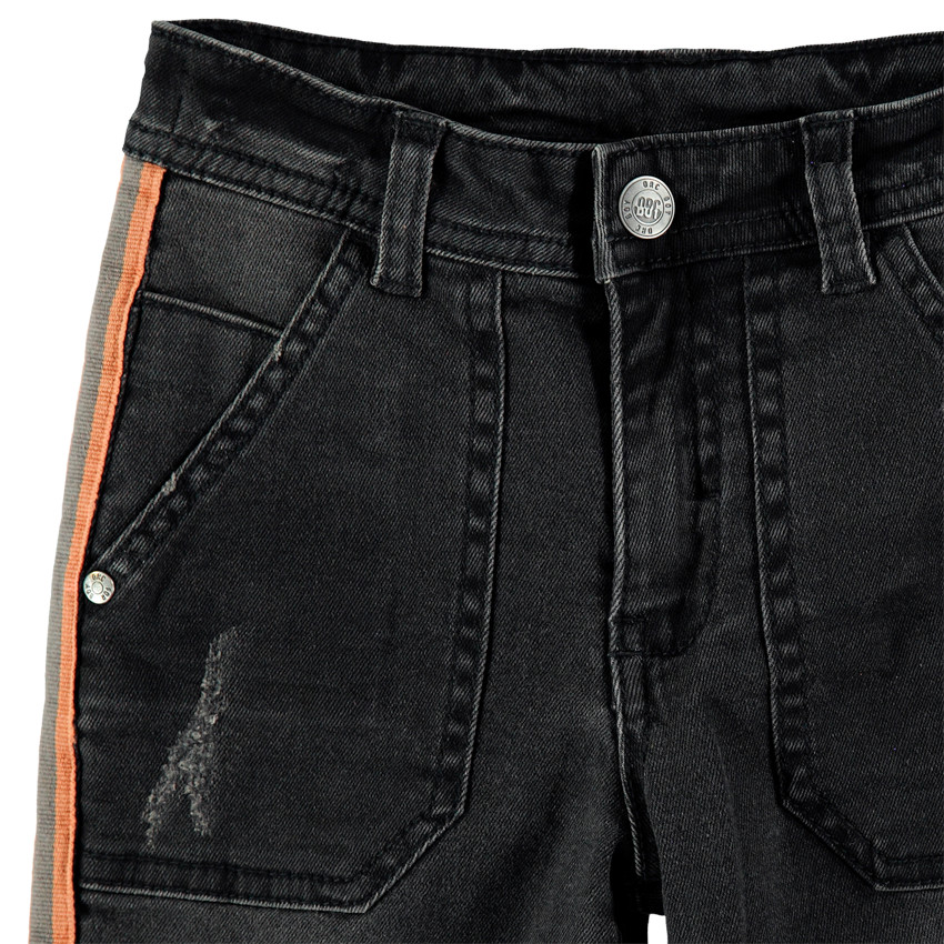 Jean slim effet used à bandes sur les côtés 