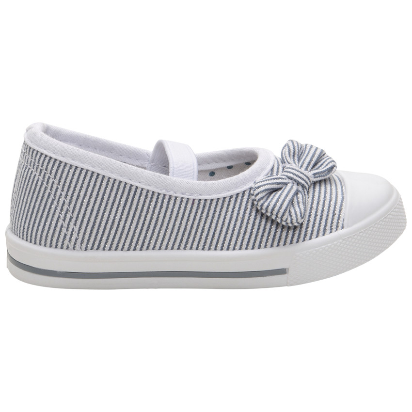 Υφασμάτινα ριγέ παπουτσάκια με μεταλλιζέ ίνες και φιόγκο, νούμερα 20 έως 23 