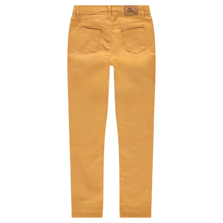 Slim παντελόνι από βαμβακερό σατέν σε μουσταρδί 