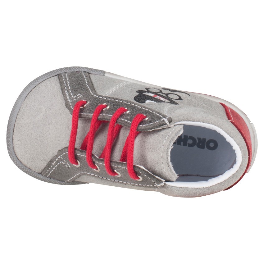 Bottillons en cuir suédé avec print bonhomme à moustache 