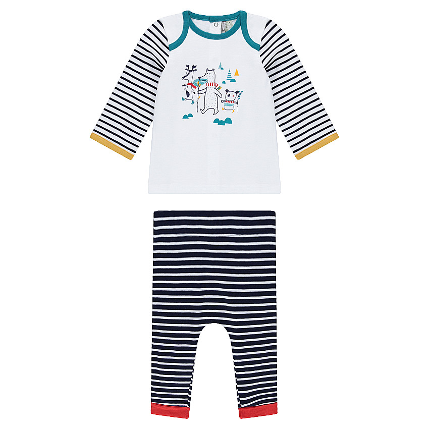 Σύνολο με μακρυμάνικη μπλούζα με τυπωμένα ζωάκια και παντελόνι 