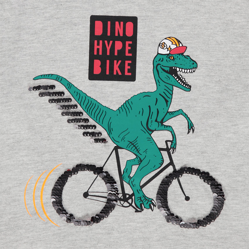 T-shirt manches longues print dinosaure en sequins magiques 