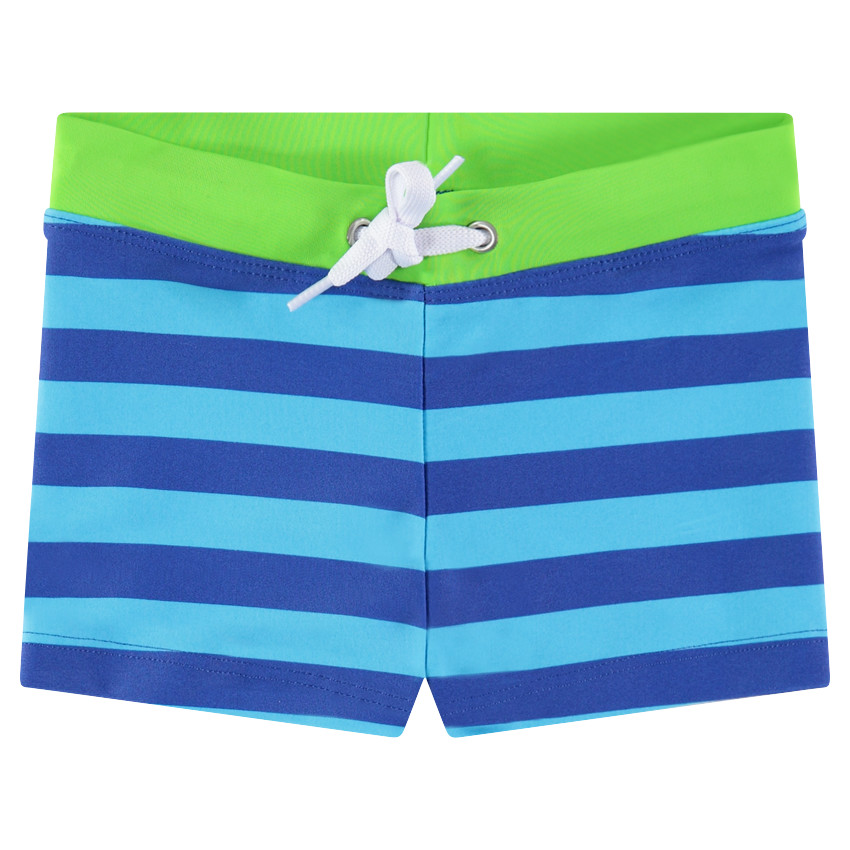 Ριγέ μαγιό-μποξεράκι με μέση σε αντίθεση 