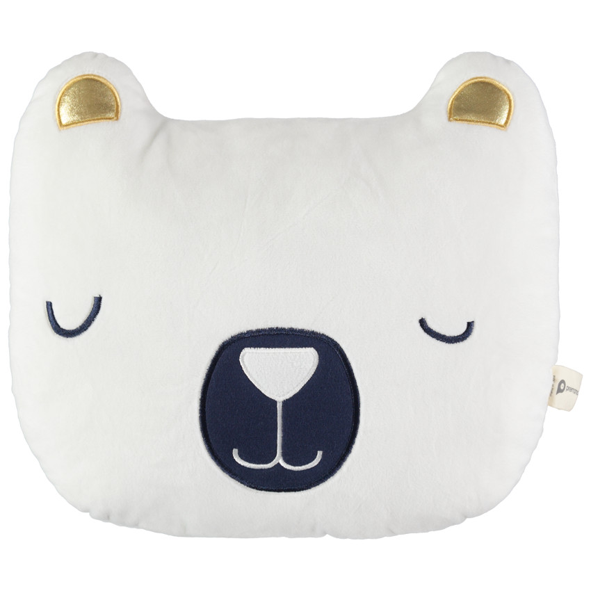 Μαξιλάρι αρκουδάκι με κεντημένες λεπτομέρειες και χρυσαφί νότες 