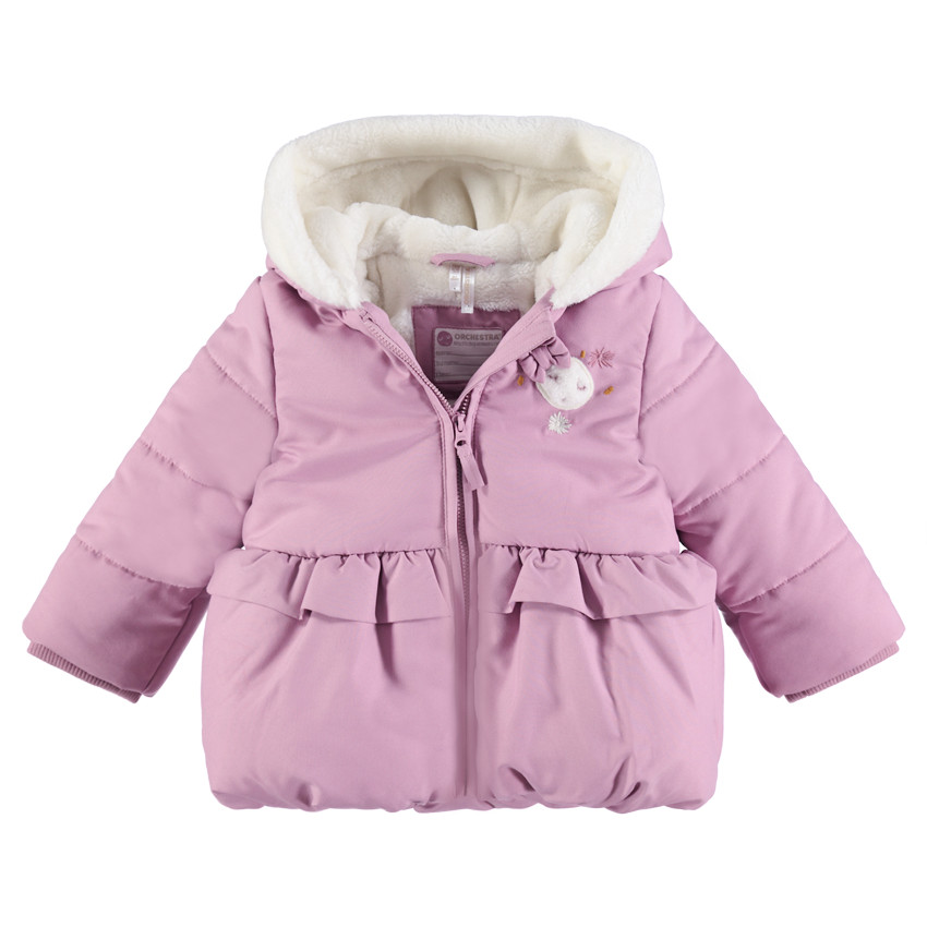 Παρκά καπιτονέ με κουκούλα με επένδυση από sherpa και βολάν 