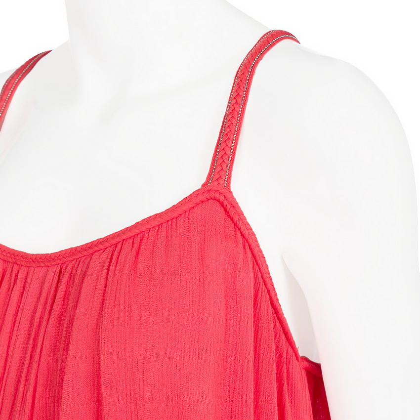 Μονόχρωμο μακρύ φόρεμα εγκυμοσύνης από κρεπ με τιράντες με πλεξούδες 