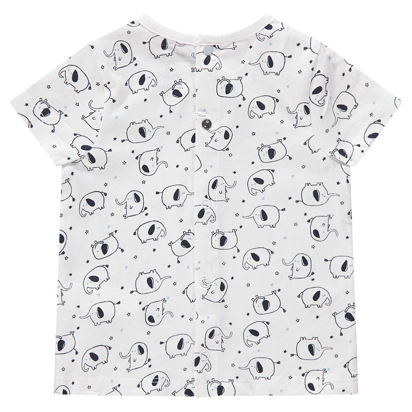 Κοντομάνικη βαμβακερή μπλούζα με τυπωμένους ελέφαντες 