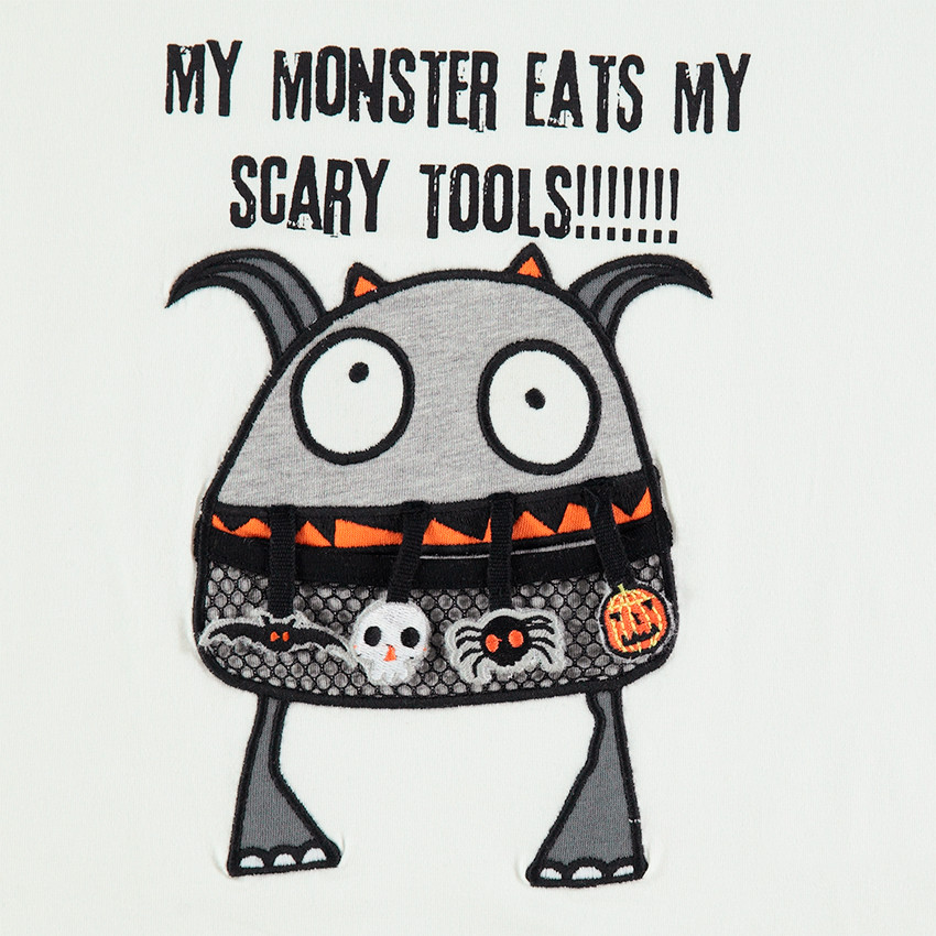 Μακρυμάνικη μπλούζα HALLOWEEN από ζέρσεϊ με τυπωμένο τερατάκι 