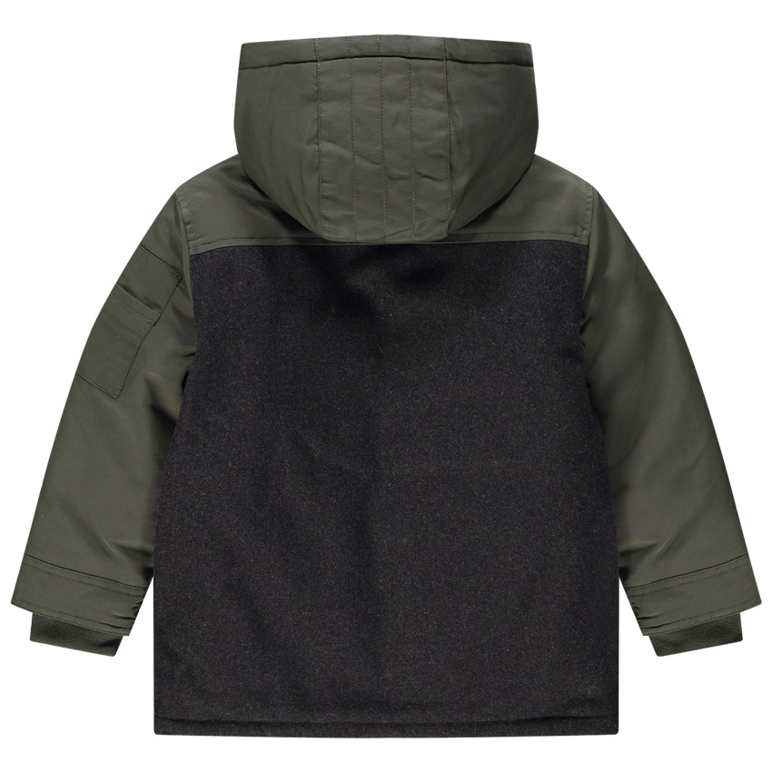 Παρκά από δύο υλικά με μεγάλες πλακέ τσέπες  