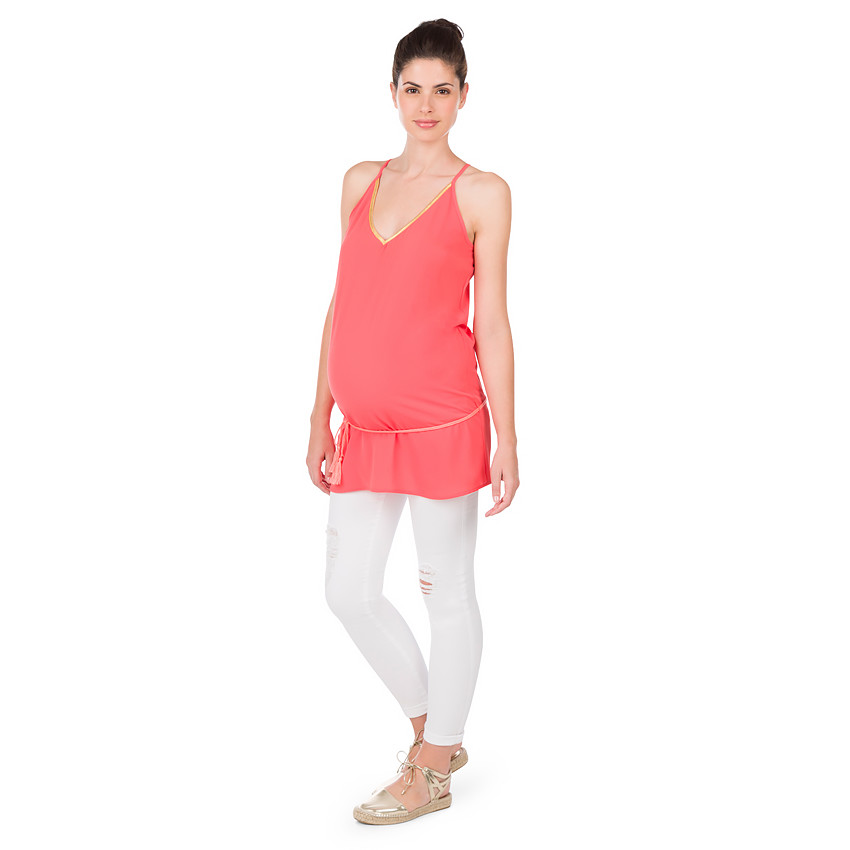 Slim τζιν εγκυμοσύνης 7/8 με φθαρμένη όψη 