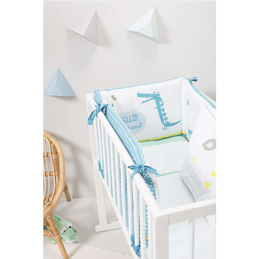 Σετ σεντόνι + μαξιλαροθήκη για κούνια με μοτίβο κροκόδειλο 