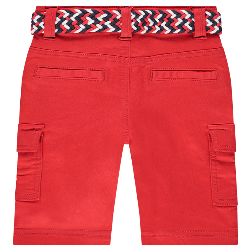 Κόκκινη βαμβακερή βερμούδα με αφαιρούμενη ζώνη σε σχέδιο πλεξίδας 