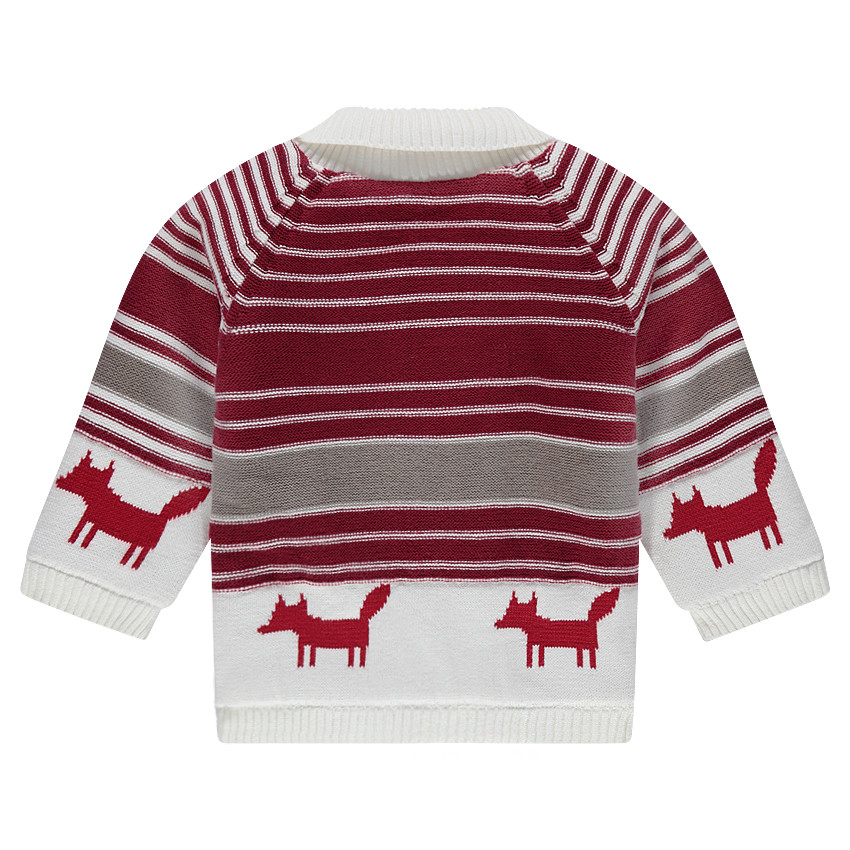 Πλεκτή ζακέτα με ζακάρ μοτίβο και επένδυση sherpa 