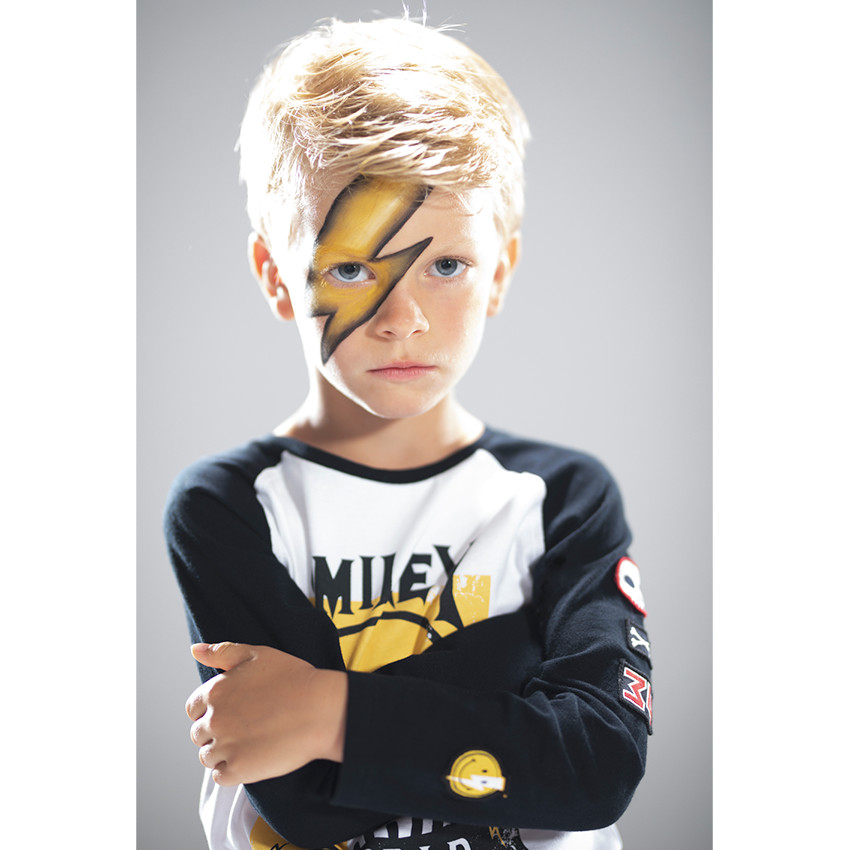 Μακρυμάνικη μπλούζα με μανίκια ρεγκλάν με στάμπα ©Smiley και σήματα 