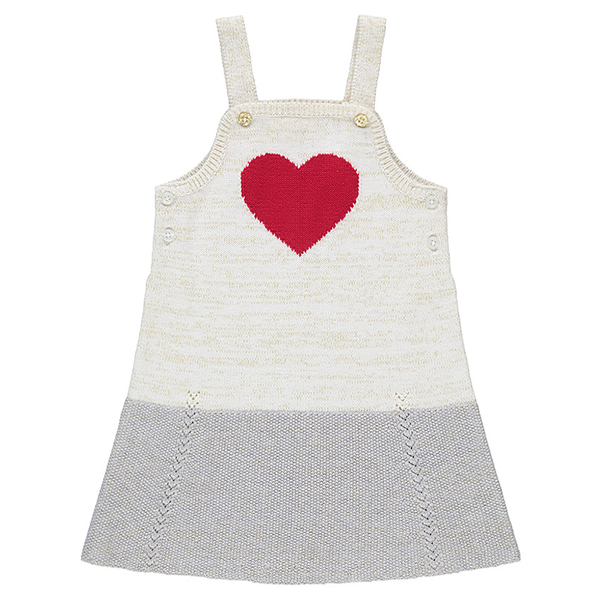 Πλεκτό φόρεμα-σαλοπέτα με κόκκινη καρδιά ζακάρ 