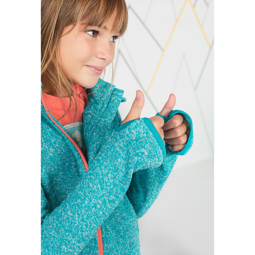 Φλις ζακέτα του σκι με μελανζέ όψη και αφαιρούμενη κουκούλα 