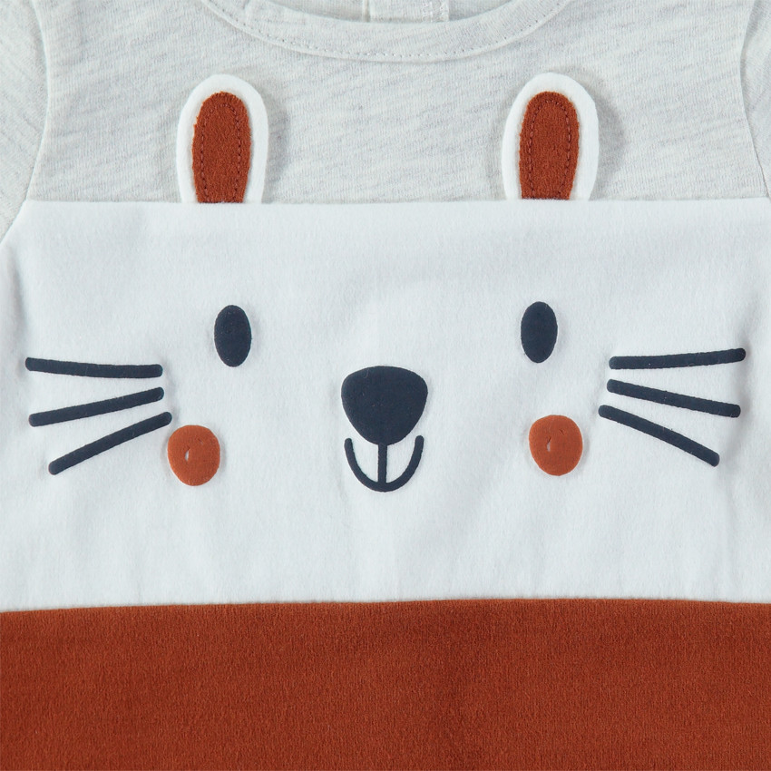 Τρίχρωμη μακρυμάνικη μπλούζα από ζέρσεϊ με τυπωμένες λεπτομέρειες 