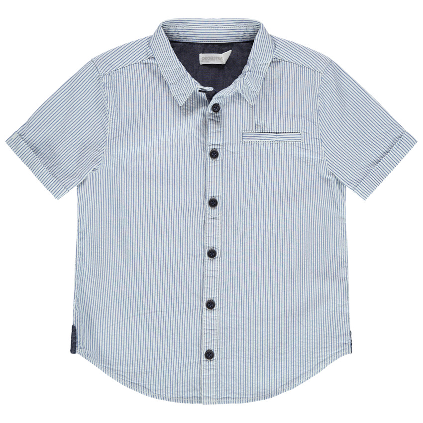 Πουκάμισο κοντομάνικο με λεπτές κάθετες ρίγες  