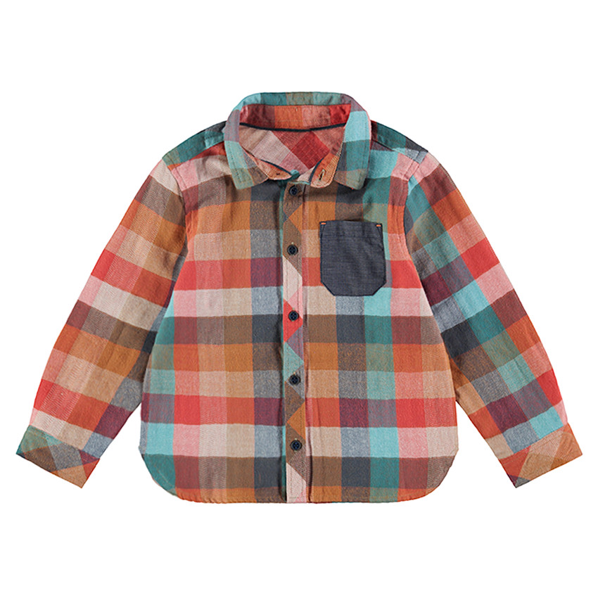 Μακρυμάνικο καρό πουκάμισο με σαμπρέ τσέπη 