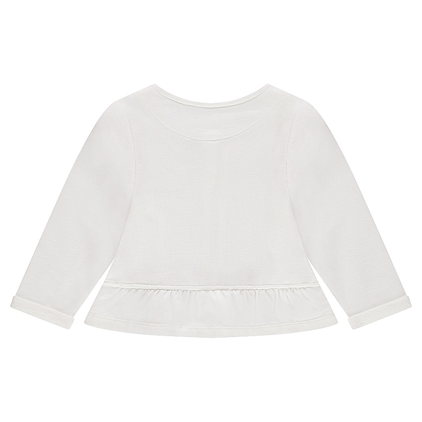 Φανελένια ζακέτα με βολάν στη βάση και στάμπα συννεφάκι 