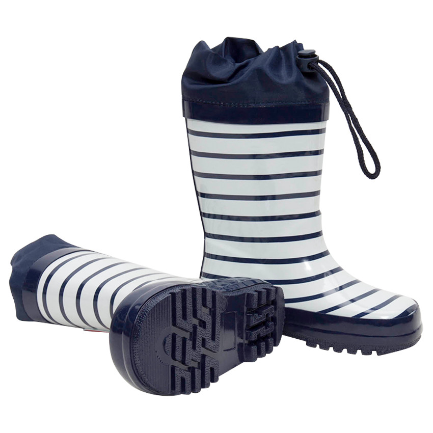 Ριγέ γαλότσες με αδιάβροχη προστασία στο άνοιγμα και στάμπα καρδιά, μεγέθη 20 έως 23 