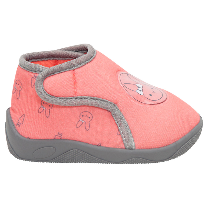 Ψηλά παντοφλάκια με αυτοκόλλητο βέλκρο και μοτίβο λαγουδάκια 