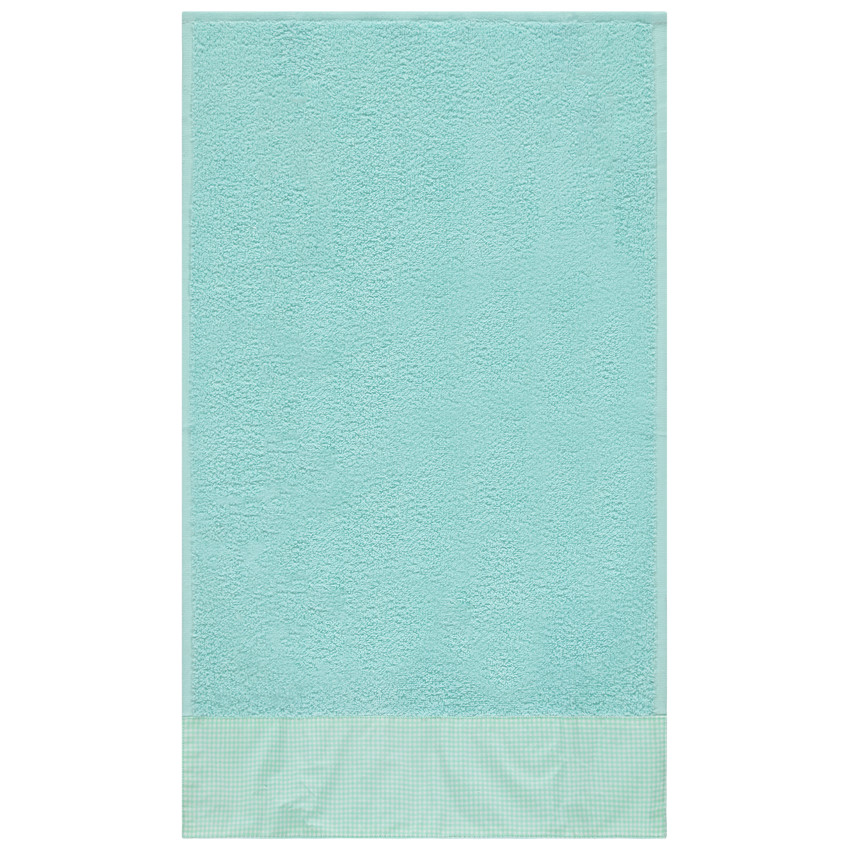 Set de 2 serviettes en éponge à carreax et broderies 43 x 70 cm 